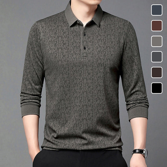 Men's Business Casual Lapel Long Sleeve T-Shirt