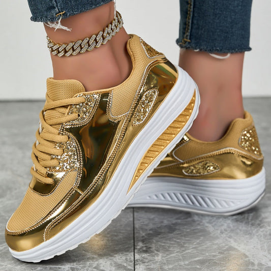 ✨ Modern Women's Platform Sneakers for Shining Casual Style