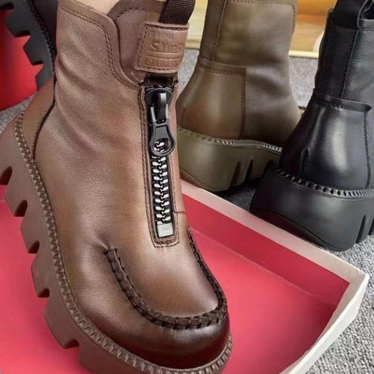 Women's Retro PU Leather Warm Short Boots（49% OFF）