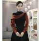 [Women’s Gift] Splicing Half High Neck Long Sleeve Top