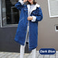 Women's Long Lapel Denim Coat with Cotton Lining