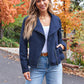 Women's Faux Leather Cropped Jacket with Pockets