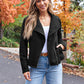 Women's Faux Leather Cropped Jacket with Pockets