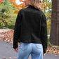 Women's Faux Leather Cropped Jacket with Pockets