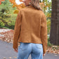 Women's Faux Leather Cropped Jacket with Pockets