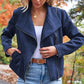 Women's Faux Leather Cropped Jacket with Pockets