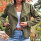 Women's Faux Leather Cropped Jacket with Pockets