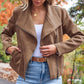 Women's Faux Leather Cropped Jacket with Pockets