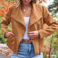 Women's Faux Leather Cropped Jacket with Pockets