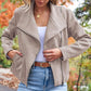 Women's Faux Leather Cropped Jacket with Pockets