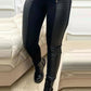 FAUX LEATHER PANTS WITH CONTRASTING TRIM AND ZIP