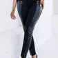 FAUX LEATHER PANTS WITH CONTRASTING TRIM AND ZIP