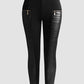 FAUX LEATHER PANTS WITH CONTRASTING TRIM AND ZIP