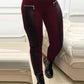FAUX LEATHER PANTS WITH CONTRASTING TRIM AND ZIP
