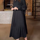 Lantern sleeve solid color elegant dress