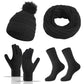 4 PCS Women's Winter Hat Scarf Gloves and Socks Set