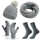 4 PCS Women's Winter Hat Scarf Gloves and Socks Set