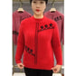 Women's Printed Mock Neck Knitted Sweater