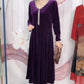 Women's Long Sleeve Velvet Dress with Chest Fringe Accent
