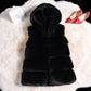 Women's Faux Fur Mid-Length Hooded Vest