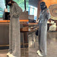 Women's Trendy Rhinestones Jacket & Wide-Leg Pants Two-Piece Set