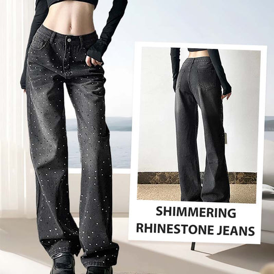 ✨Straight jeans with glitter and urban style for women🛒Free delivery