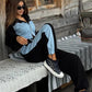 Trendy Patchwork Top and Loose-Fitting Pants 2-Piece Set