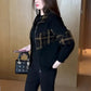 Women's Stylish Warm Plaid Patchwork Zip-Up Jacket