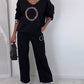 Women's Fashion V-Neck Top ＆Pants 2-Piece Set