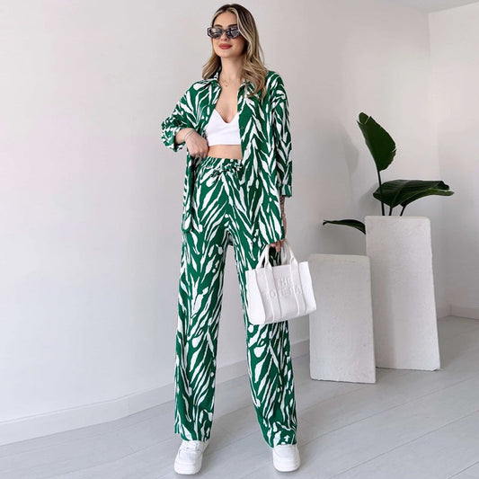 【🔥TODAY'S LOWEST PRICE】🌸 Chic Women's Zebra Print Shirt & Pants Set
