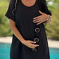 Women's Black Flowy Short Sleeve Maxi Dress