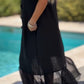 Women's Black Flowy Short Sleeve Maxi Dress