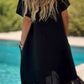 Women's Black Flowy Short Sleeve Maxi Dress