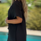 Women's Black Flowy Short Sleeve Maxi Dress