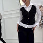 💖Limited Sale 49% OFF💖Women's Faux Two-Piece Shirt Vest & Pants Set