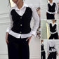 💖Limited Sale 49% OFF💖Women's Faux Two-Piece Shirt Vest & Pants Set