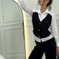 💖Limited Sale 49% OFF💖Women's Faux Two-Piece Shirt Vest & Pants Set