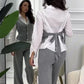 💖Limited Sale 49% OFF💖Women's Faux Two-Piece Shirt Vest & Pants Set