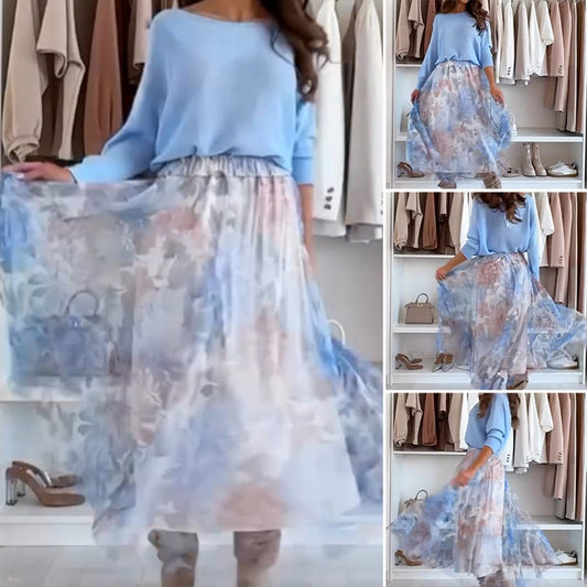 🔥50% OFF for a Limited Time🔥Blue Set Bow Back Top & Tulle Skirt