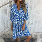 💖Limited Sale 48% OFF💖V-Neck Printed Three-Quarter Sleeve Dress