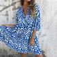 💖Limited Sale 48% OFF💖V-Neck Printed Three-Quarter Sleeve Dress