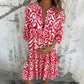 💖Limited Sale 48% OFF💖V-Neck Printed Three-Quarter Sleeve Dress