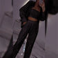 💕2025 HOT SALE💐Women's Sequin Blazer & Wide-Leg Pants (3-Piece Set)