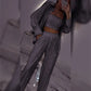 💕2025 HOT SALE💐Women's Sequin Blazer & Wide-Leg Pants (3-Piece Set)