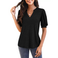 🔥Summer New Products👚Women's V-Neck Casual Puff Short Sleeve Top Elegant T-Shirt