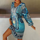 Women’s Bohemian Print V-Neck Long Sleeve Dress