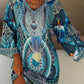 Women’s Bohemian Print V-Neck Long Sleeve Dress
