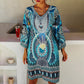 Women’s Bohemian Print V-Neck Long Sleeve Dress