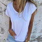 🎁Hot Sale🎁[Simple solid color | Versatile V-neck] Cap sleeve top Lightweight and soft