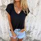🎁Hot Sale🎁[Simple solid color | Versatile V-neck] Cap sleeve top Lightweight and soft